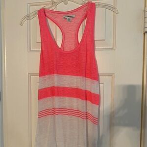 American Eagle Outfitters Pink and White Stripe Racerback Tank Top Small